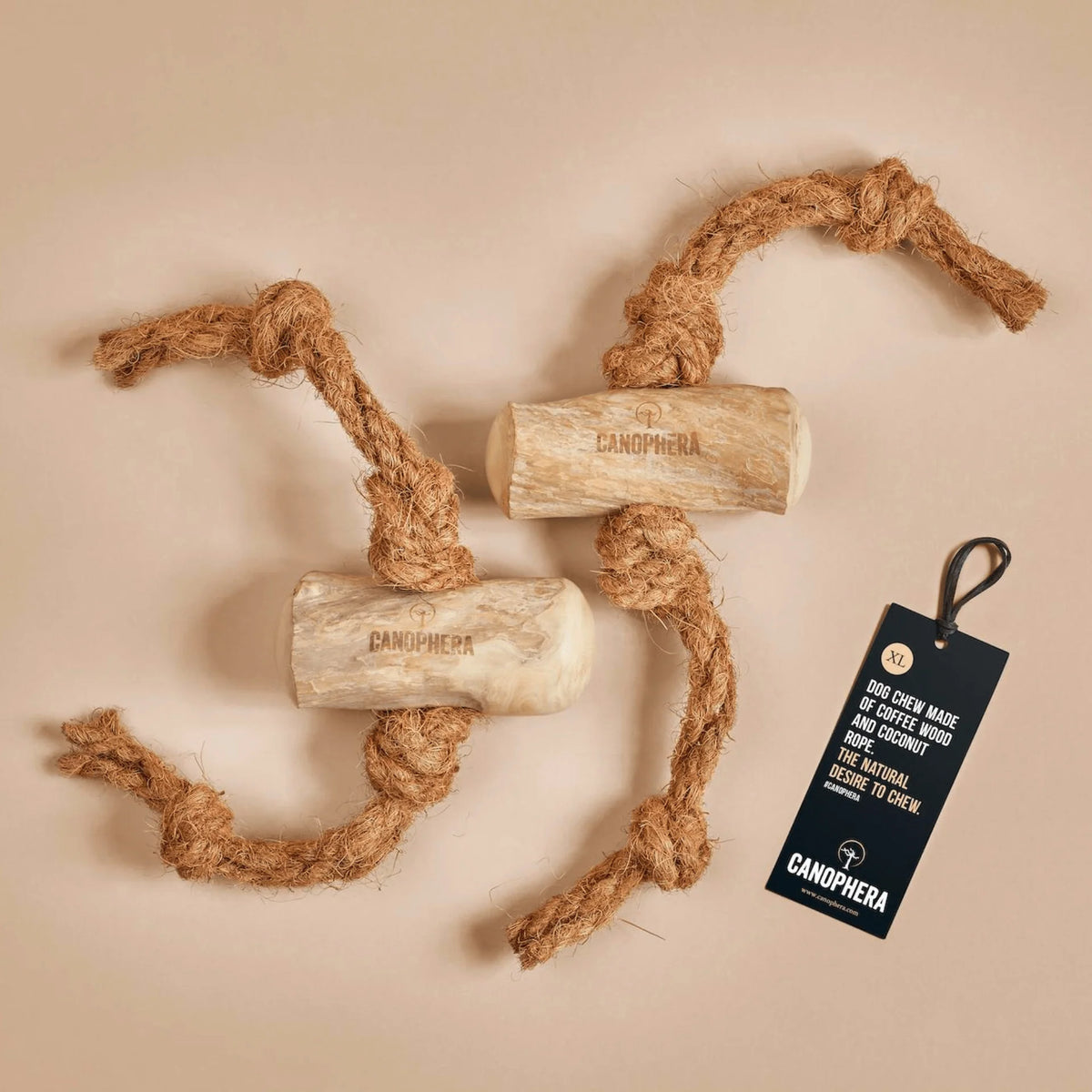 Canophera Dog Wood Chew with Coconut Rope