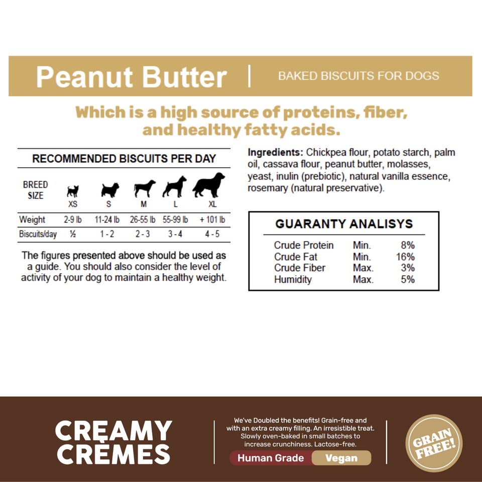 Granville Island Dog Biscuits Grain Free Creamy Cremes - Peanuts