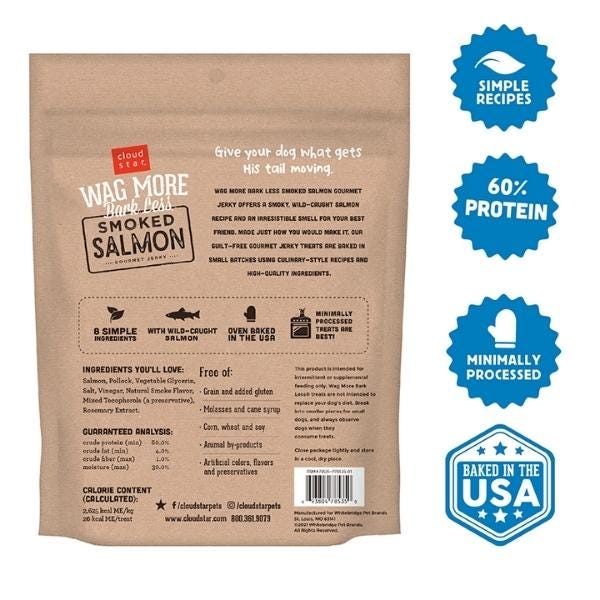 Cloud Star Wag More Bark Less Jerky Dog Treat - Smoked Salmon