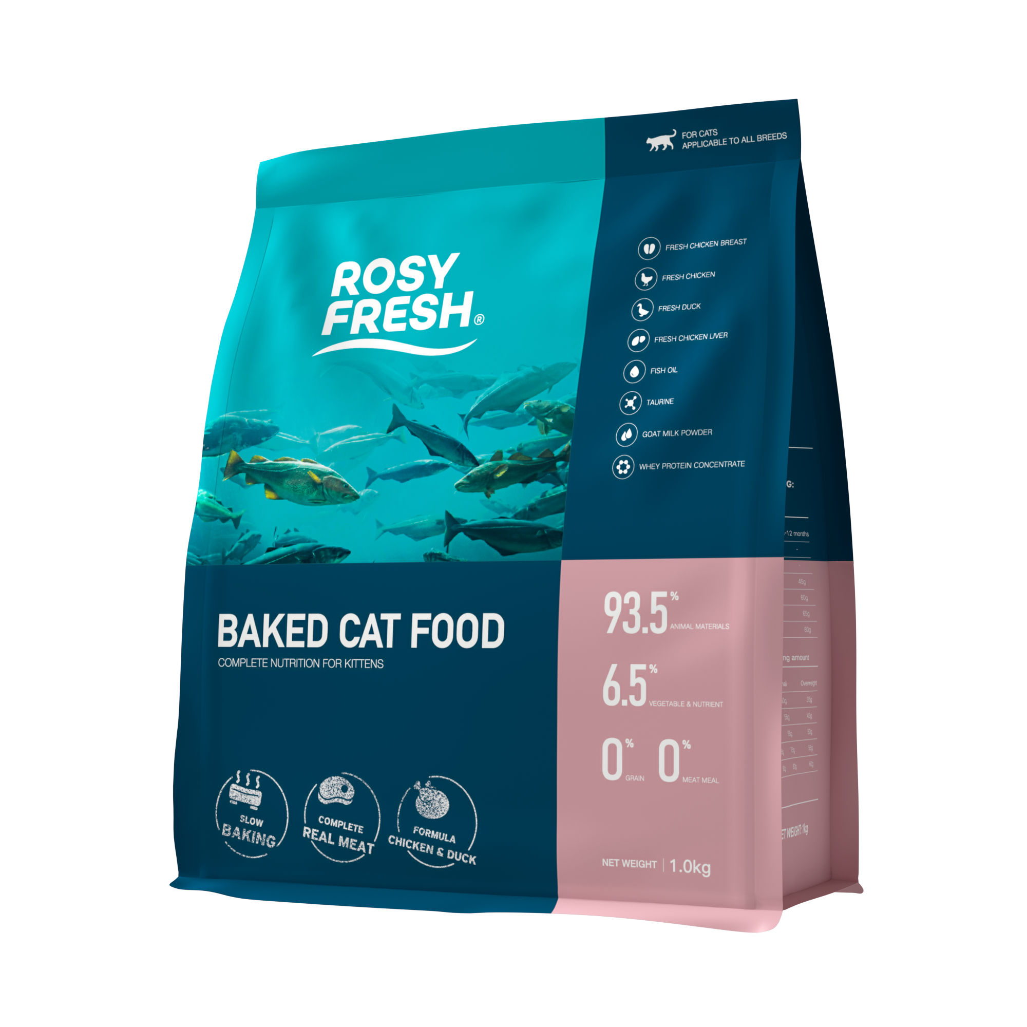 Rosy Fresh Chicken & Duck Recipe Baked Kitten Food - 1 kg/Bag