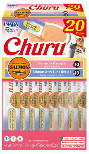 Inaba Churu Purées Cat Treat - 20 ct Salmon & Salmon with Tuna Recipe