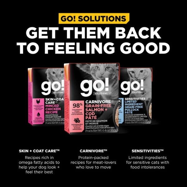 Go! Solutions Carnivore Grain-Free Tetra Packs for Cats - Salmon & Cod Pâté Recipe 6.4oz - Maokids Pet