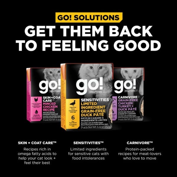 Go! Solutions Sensitivities Limited Ingredient Grain-Free Tetra Packs for Cats - Duck Pâté Recipe 6.4oz - Maokids Pet