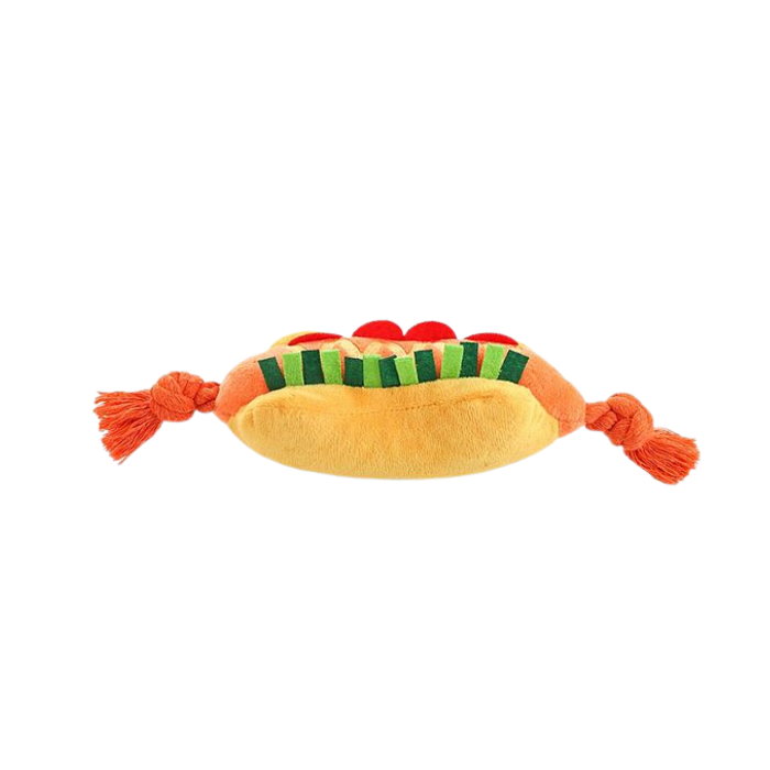 HugSmart Fuzzy Friends Food Party Dog Toy - Hot Dog