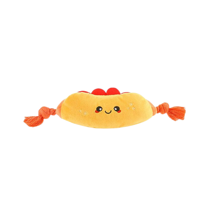 HugSmart Fuzzy Friends Food Party Dog Toy - Hot Dog