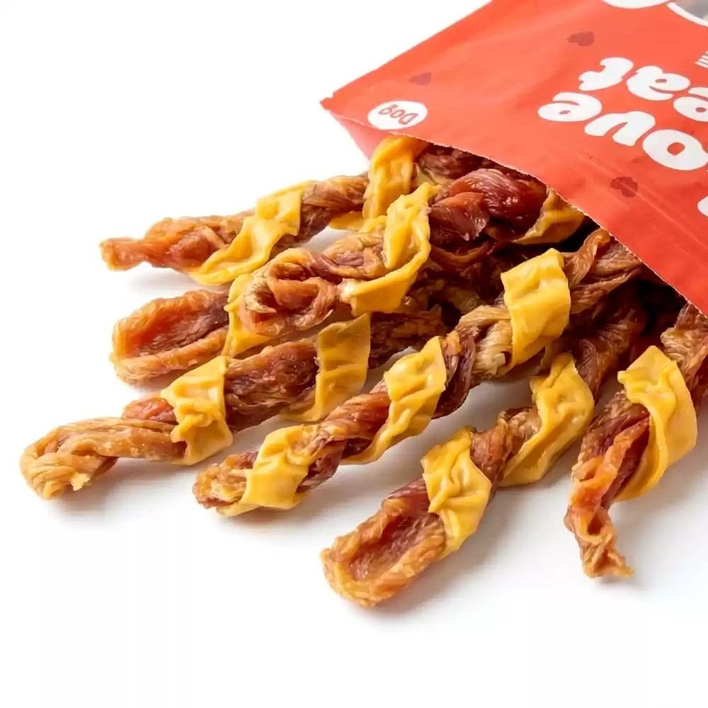 Natural Core Love Meat Chicken & Duck Twist Dog Jerky Treats - 160g