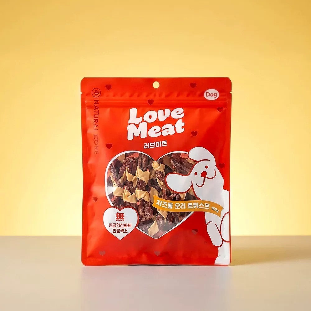 Natural Core Love Meat Chicken & Duck Twist Dog Jerky Treats - 160g