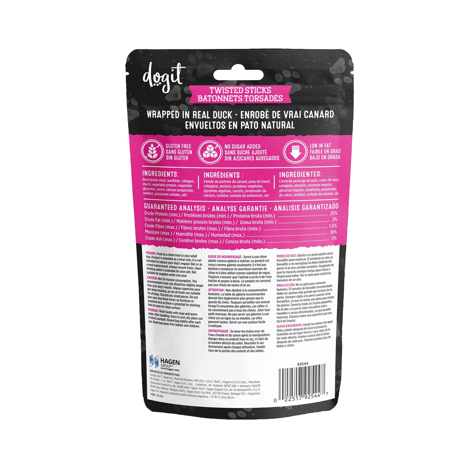 Dogit SnackBar Duck-Wrapped Beefhide & Collagen Twisted Sticks