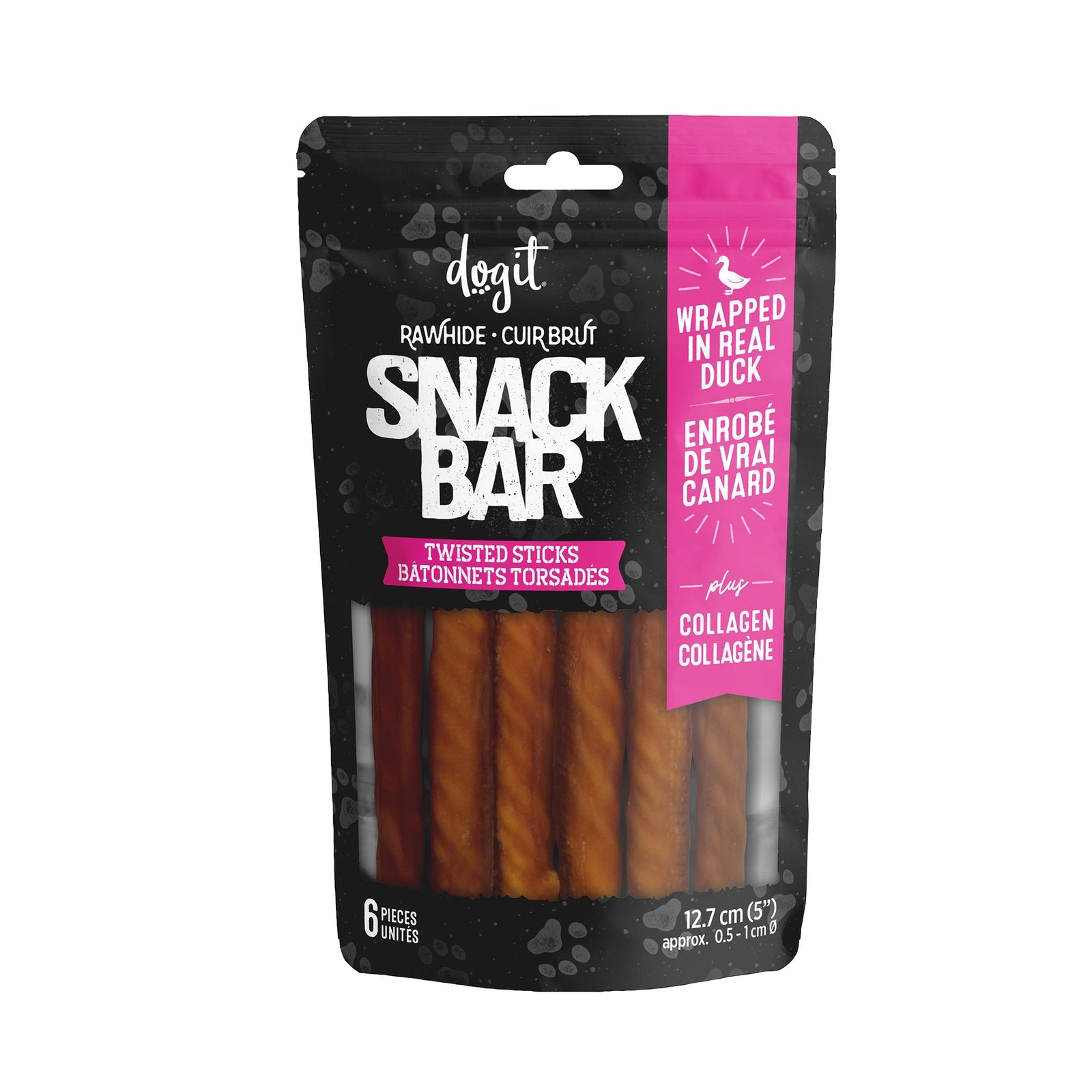 Dogit SnackBar Duck-Wrapped Beefhide & Collagen Twisted Sticks