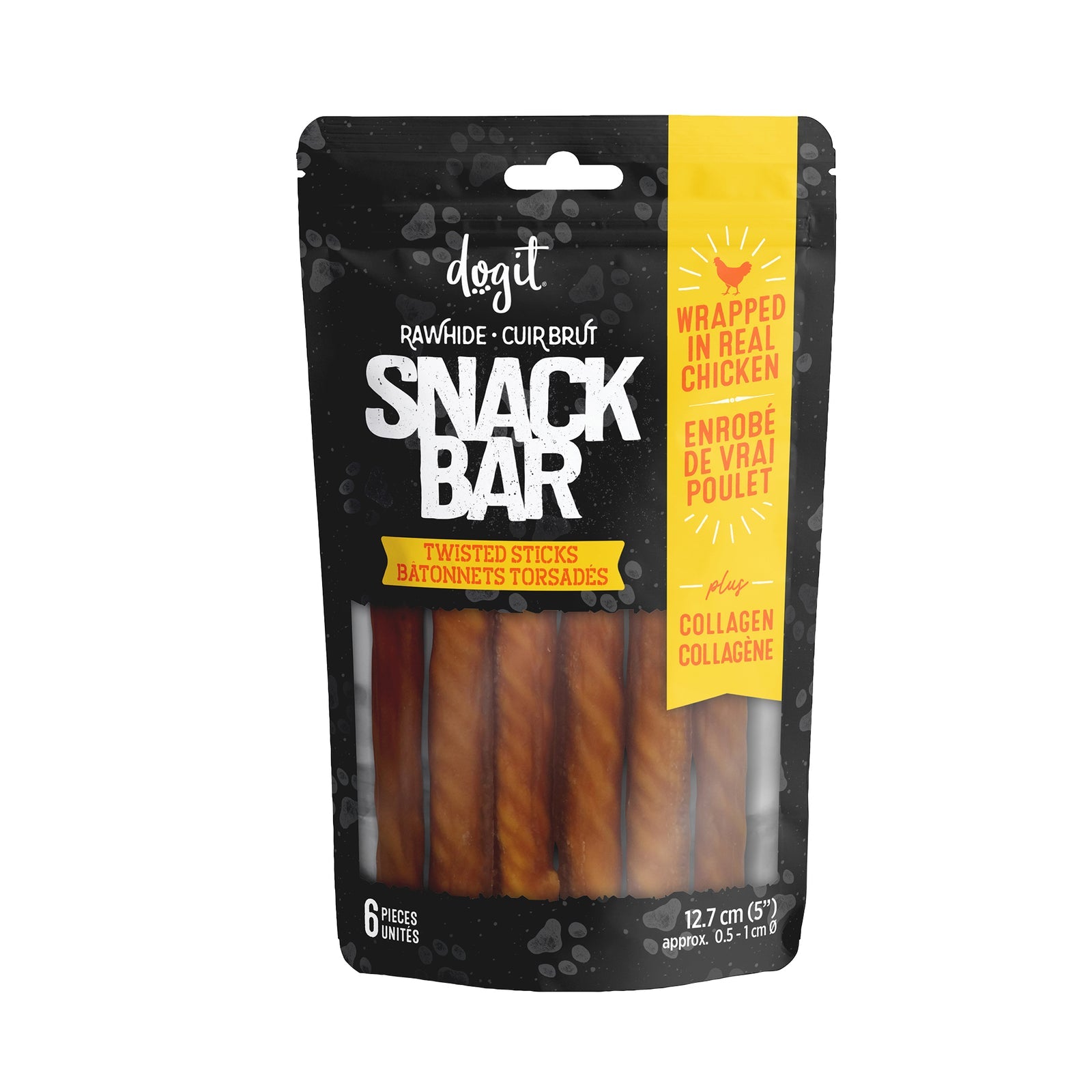 Dogit SnackBar Chicken-Wrapped Beefhide & Collagen Twisted Sticks