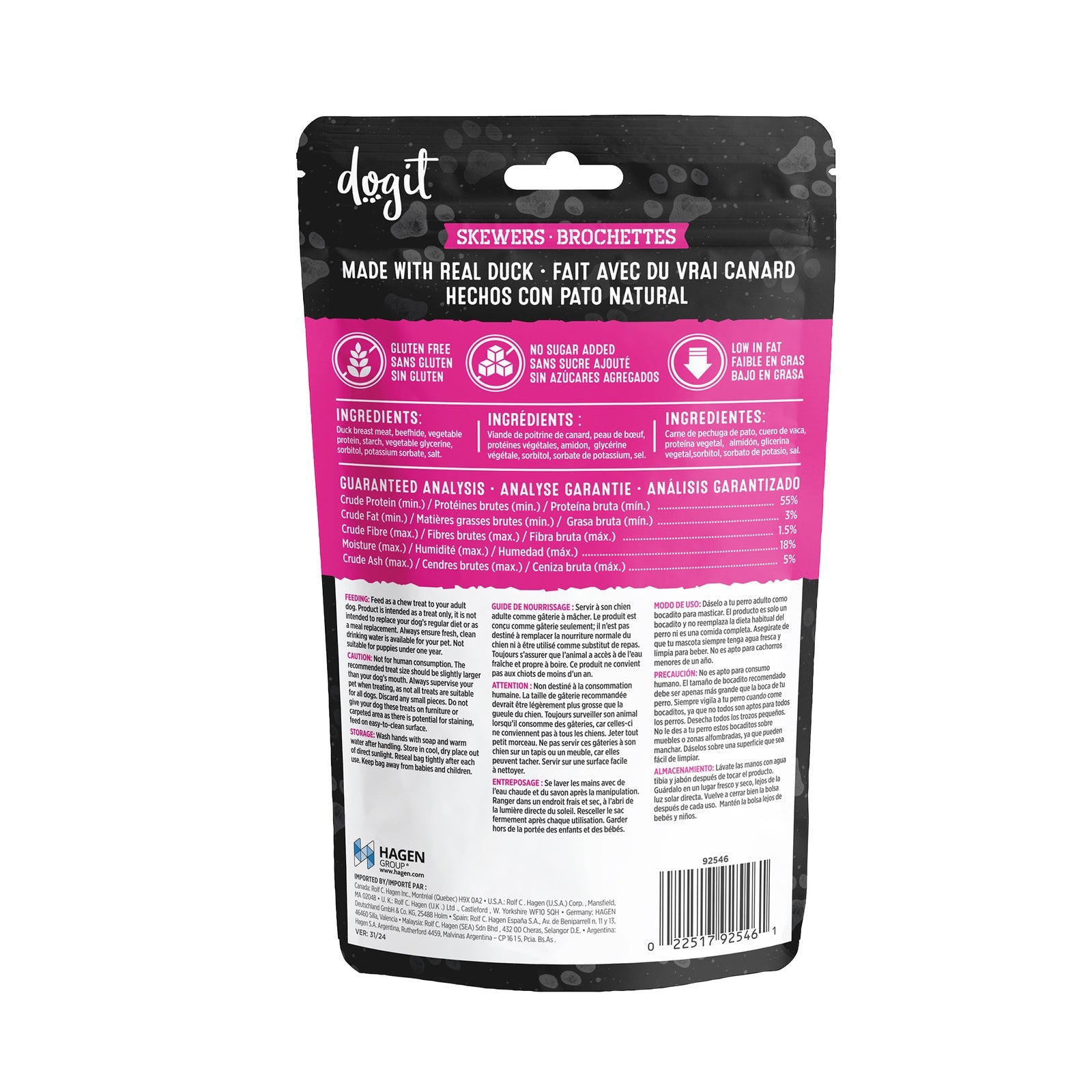 Dogit SnackBar Duck & Beefhide Skewers
