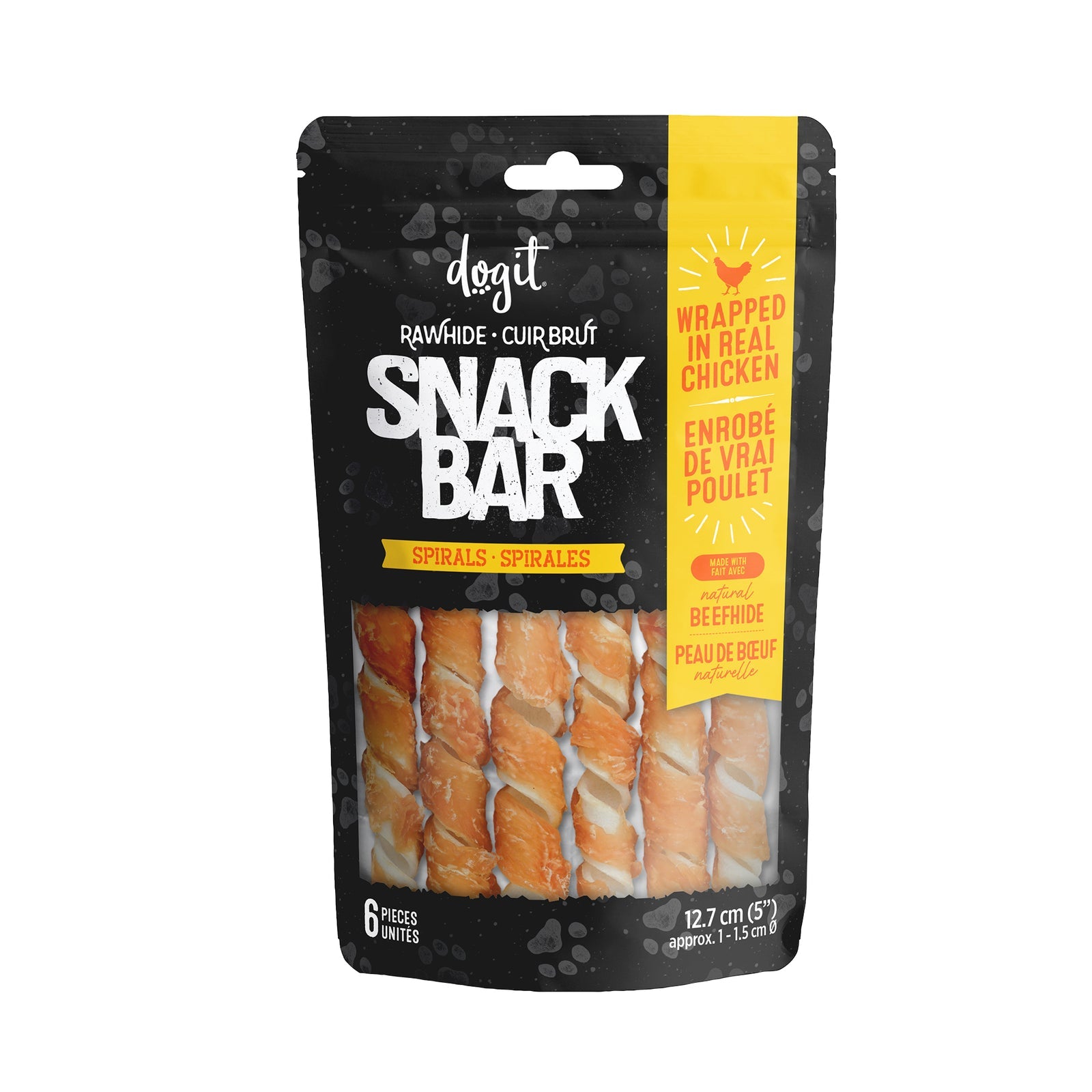 Dogit SnackBar Chicken-Wrapped Beefhide Spirals - Medium Size