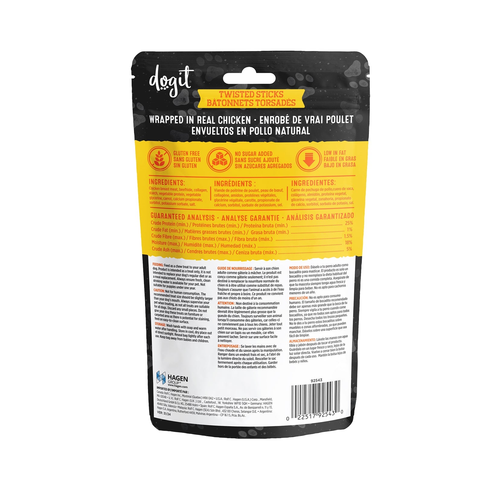 Dogit SnackBar Chicken-Wrapped Beefhide & Collagen Twisted Sticks