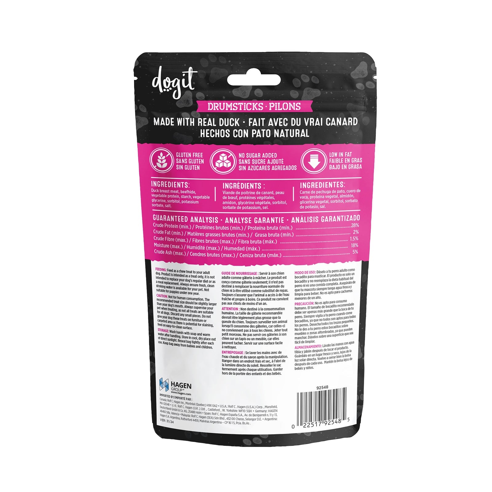 Dogit SnackBar Duck & Beefhide Drumsticks