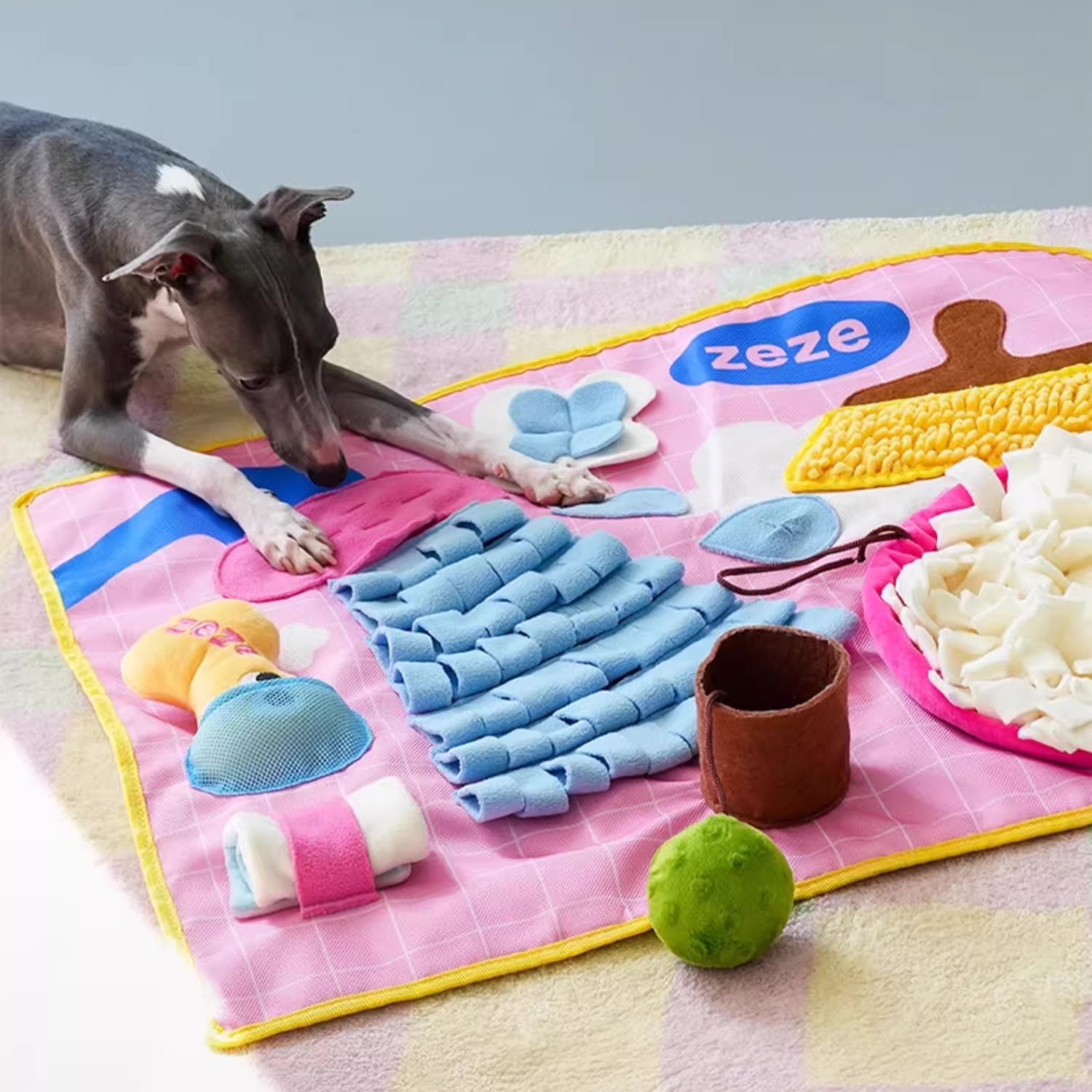 Zeze 狗狗藏食嗅闻垫 自嗨解闷发声闻嗅毯 漏食小狗宠物益智玩具 洗澡澡嗅闻垫