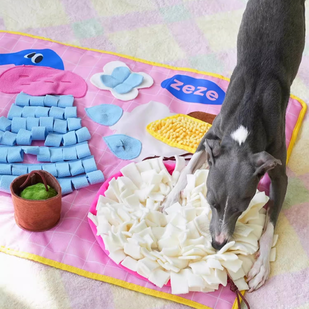 Zeze 狗狗藏食嗅闻垫 自嗨解闷发声闻嗅毯 漏食小狗宠物益智玩具 洗澡澡嗅闻垫