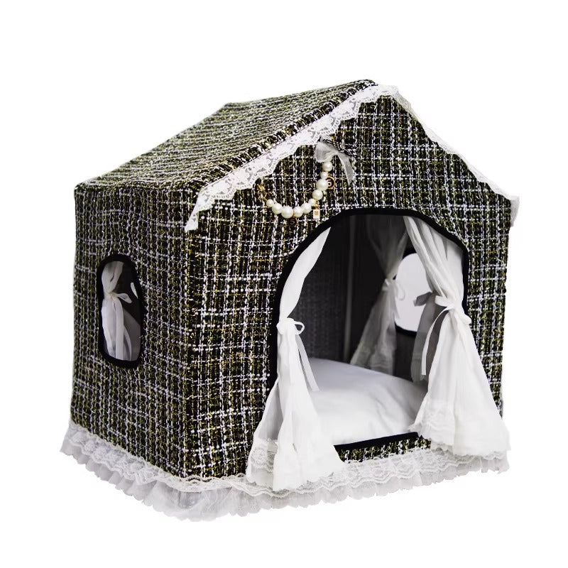 Arkika Luxury Tweed Pet Tent - Elegant Designer Cat & Small Dog House