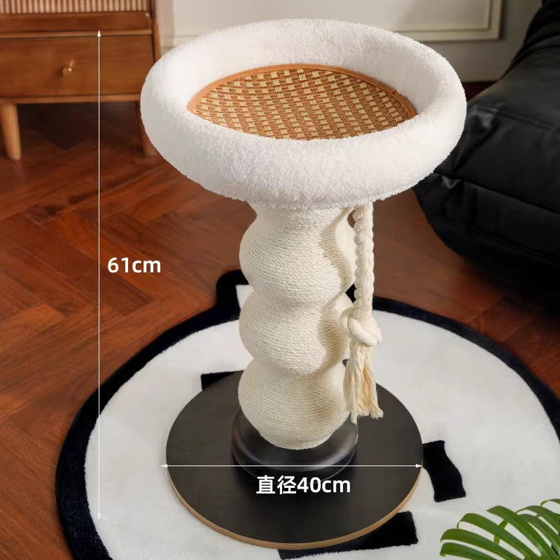 Miaofairy 2-in-1 Sisal Cat Scratcher & Elevated Lounge Bed with Play Rope