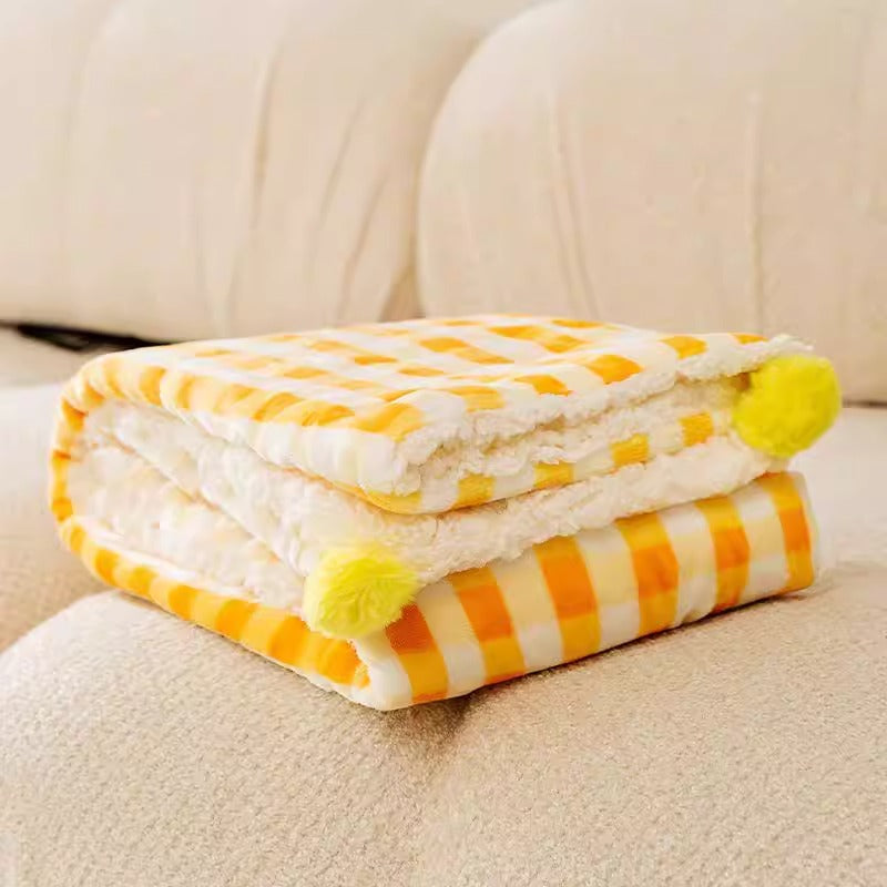 Flannel Pet Blanket - Warm Plaid Cat Mat & Small Dog Bed Cover