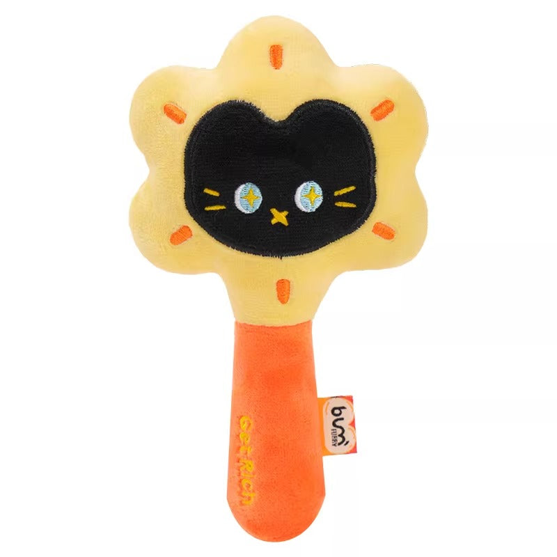 Furrybum Interactive Catnip Rattle Wand Toy - Plush Octopus & Sun Flower