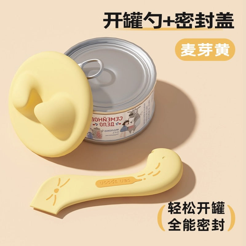 Multi-Function Pet Can Opener & Lid – Silicone Spoon for Pet Cans