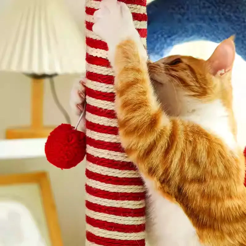 Miaofairy U-Shaped Cat Tower & Condo | Red & White Sisal Cat Tree