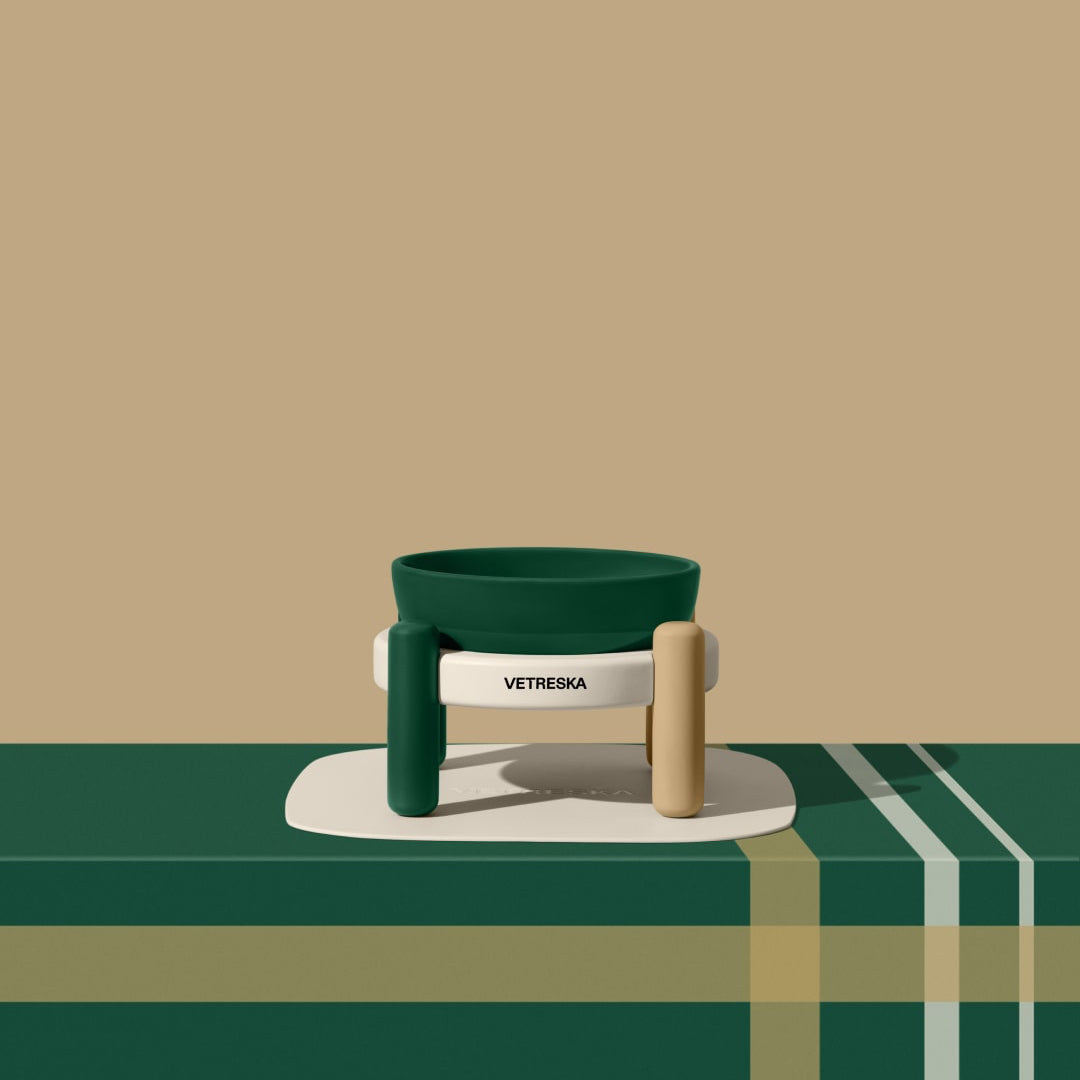 Vetreska未卡 静谧森林 宠物陶瓷碗垫套装猫碗狗碗猫食盆 猫用犬用 两种尺寸可选