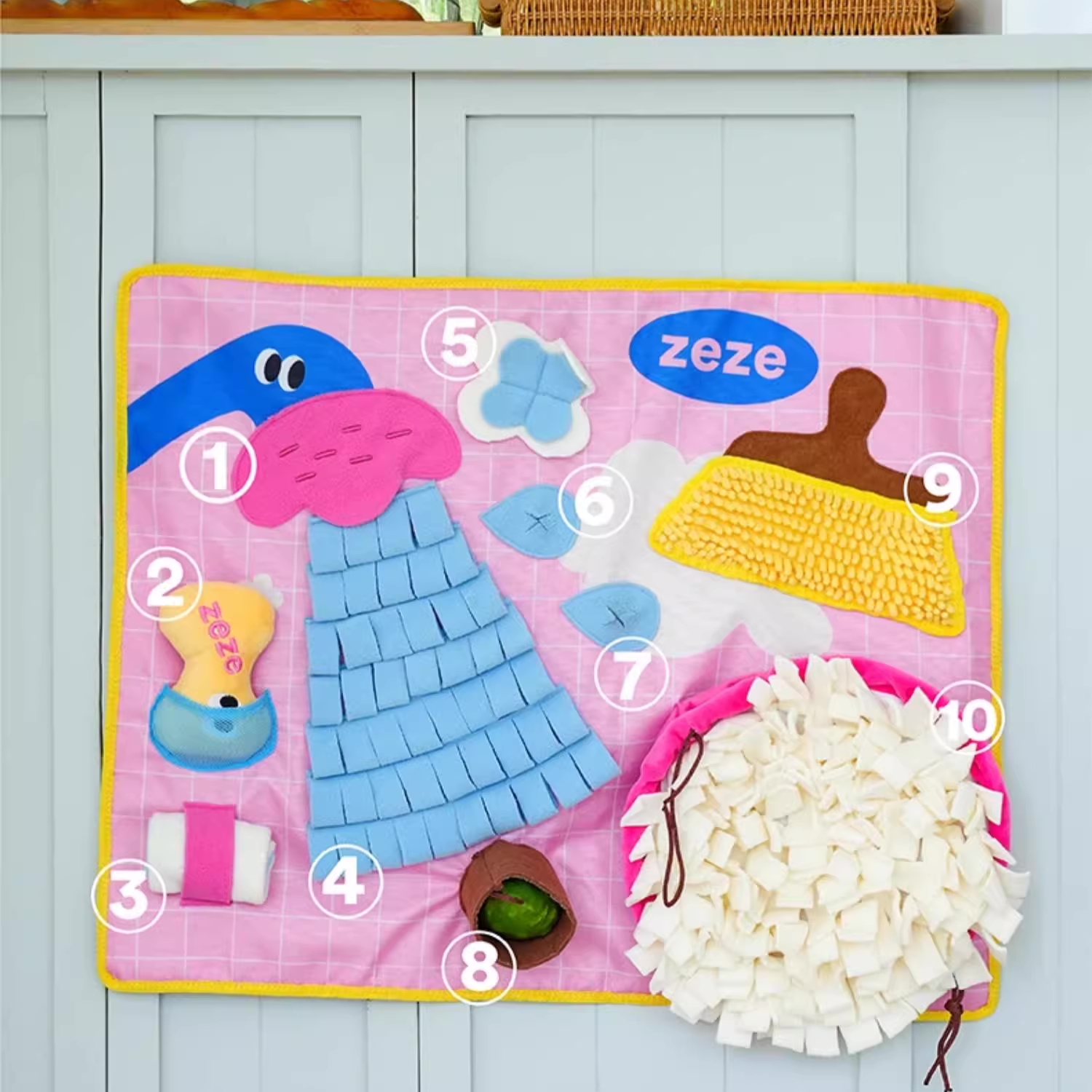 Zeze 狗狗藏食嗅闻垫 自嗨解闷发声闻嗅毯 漏食小狗宠物益智玩具 洗澡澡嗅闻垫