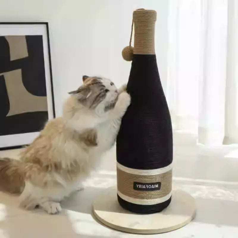 Miaofairy Red Wine Bottle Design Cat Scratcher with Spinning Base