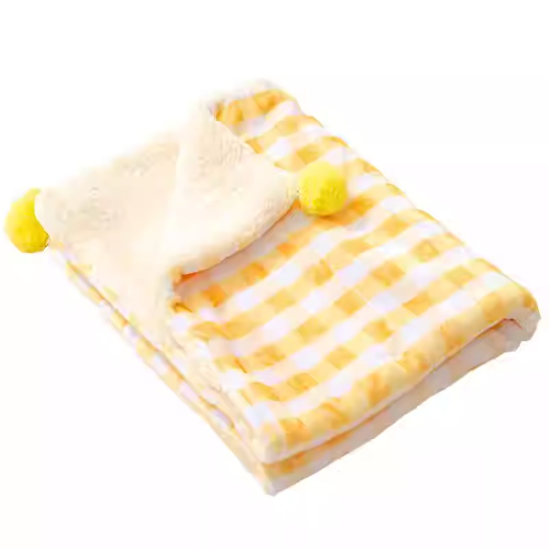 Flannel Pet Blanket - Warm Plaid Cat Mat & Small Dog Bed Cover