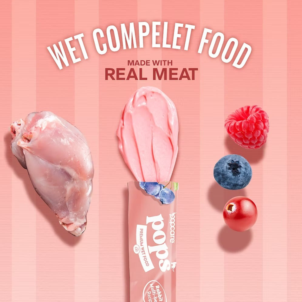 Popcare泡泡可儿 全价猫主食滋养泥 霸气莓莓小野兔泌尿呵护 一盒含45gX5根入