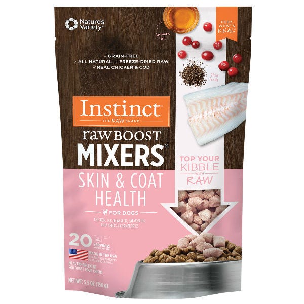 Instinct Raw Boost Mixers Grain Free Skin & Coat Health Topper Dog 5.5oz