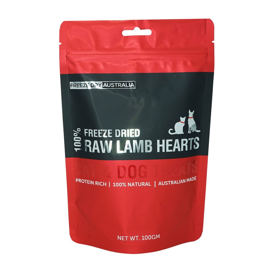 Freeze-Dry Australia's Lamb Hearts Treats For Dog & Cat - 100g