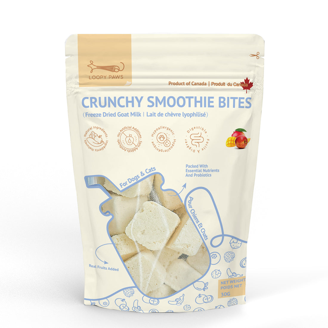 Loopypaws Crunchy Smoothie Bites - Mango & Apple - 30g