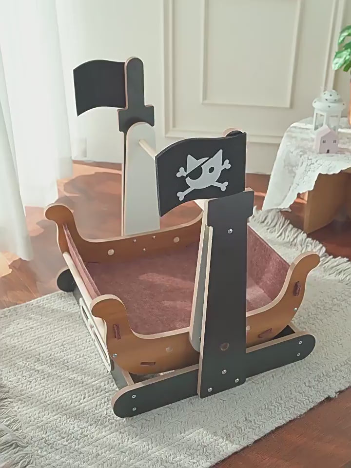 Miaofairy Pirate Ship Cat Hammock Swing Bed
