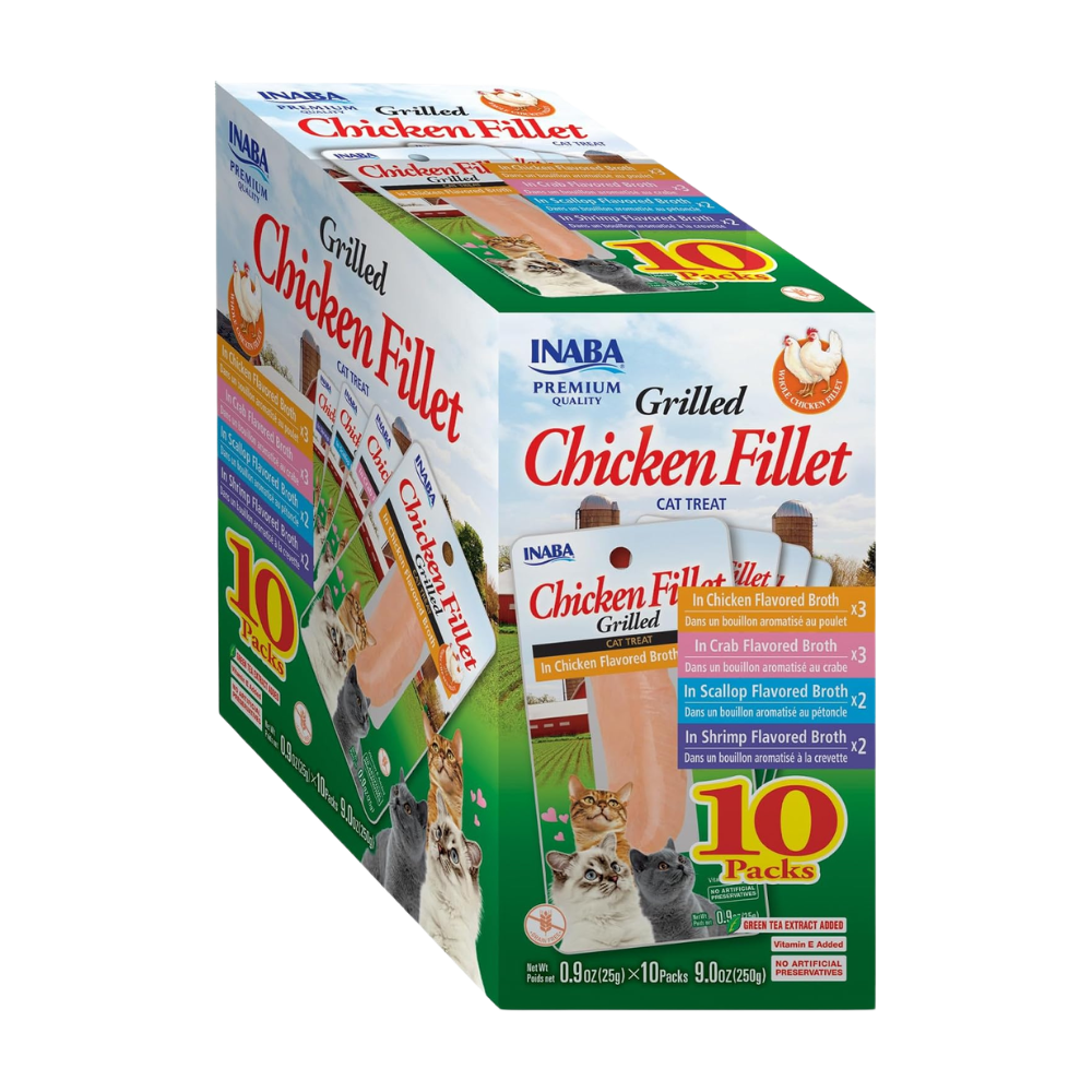 Inaba Grilled Chicken Fillet Variety Box Soft & Chewy Cat Treats, 10 count