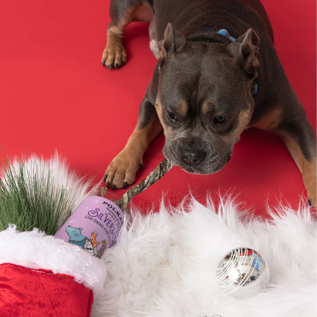 Polkadog Xmas Limited Edition Silver & Gold Cod Skin Treats For Dog & Cat