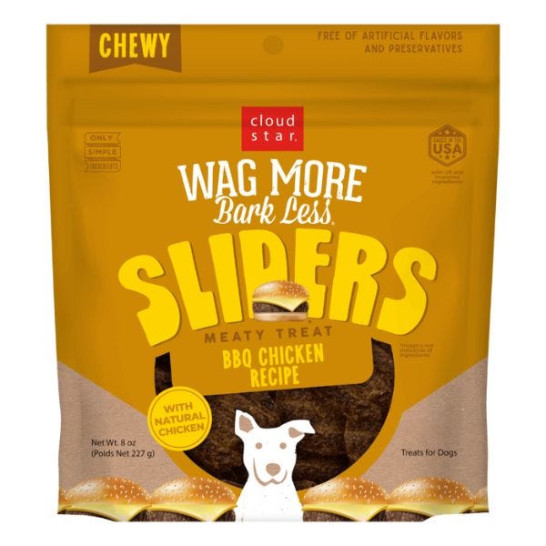 Cloud Star Wag More Bark Less Sliders Dog Treat - BBQ Chicken