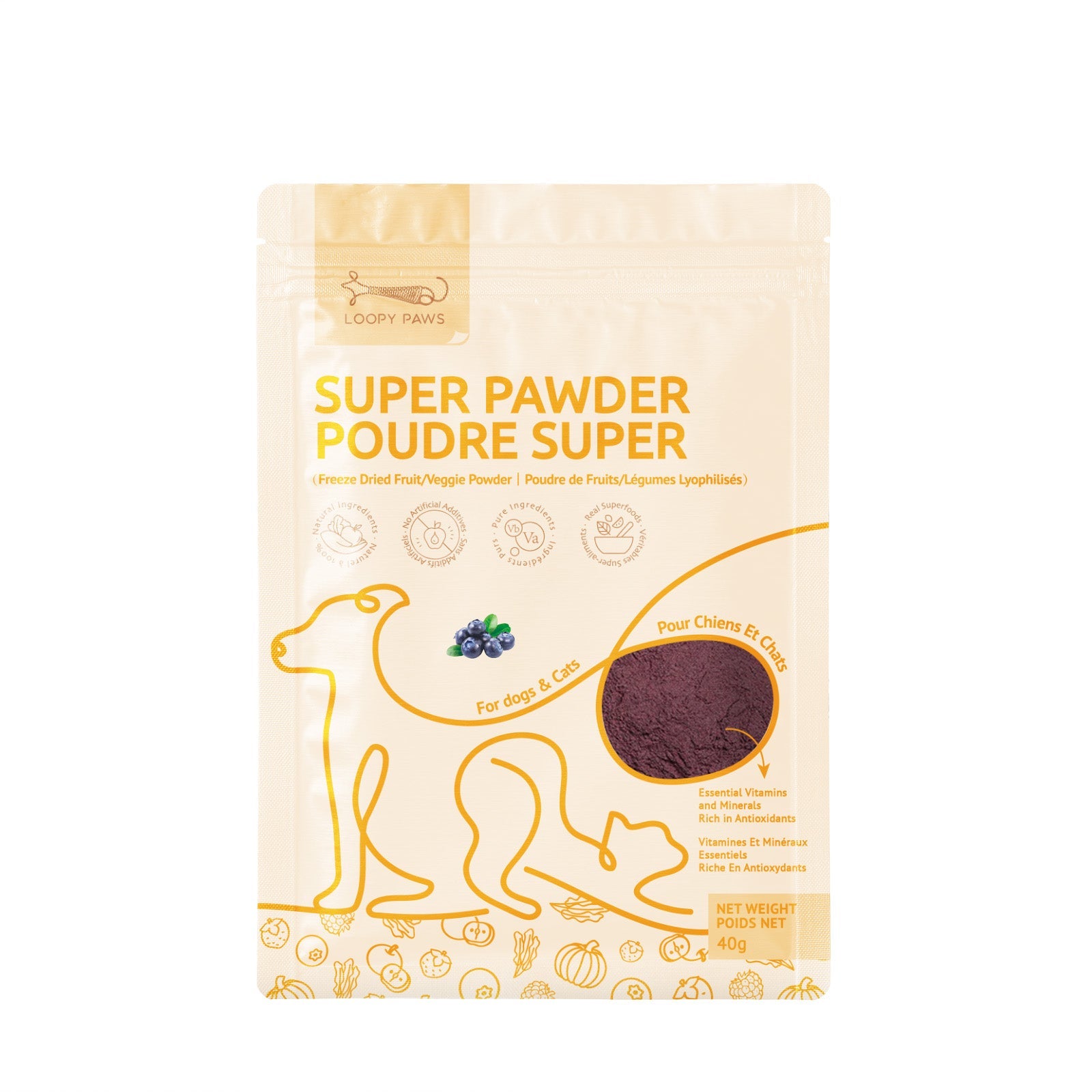 Loopypaws Super Pawder For Dog & Cat - Blueberry - 40g