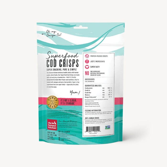 The Honest Kitchen Superfood Cod Crisps Dog Treats - Cod & Strawberry