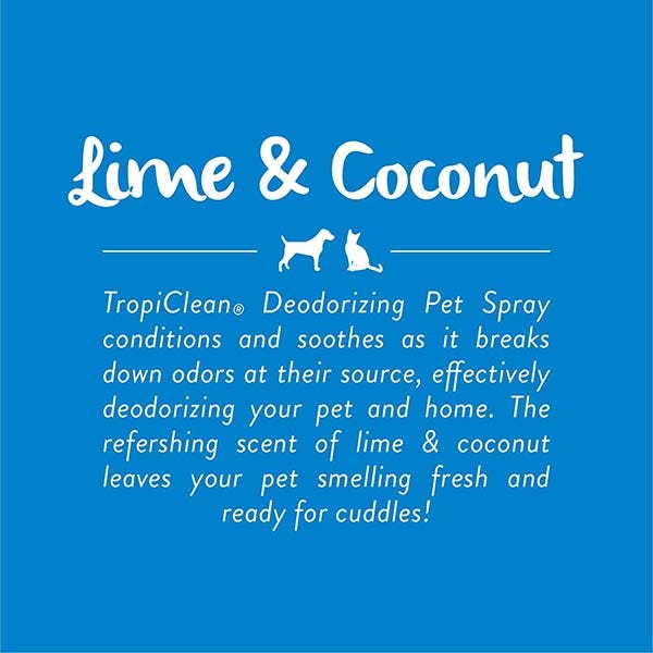 TropiClean Lime & Coconut Deodorizing Spray For Dog & Cat - 8oz