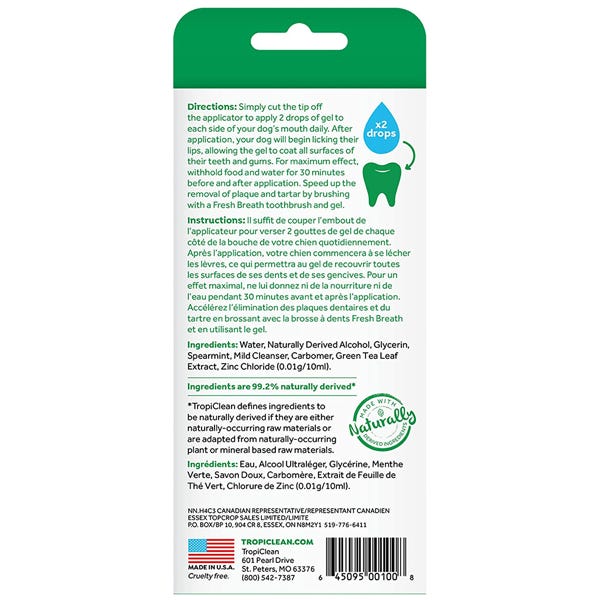 TropiClean Fresh Breath Clean Teeth Gel For Dog - 2oz